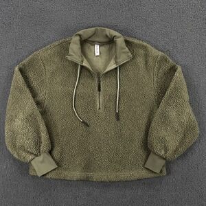 Varley Olive Green Sherpa Half-Zip Jacket